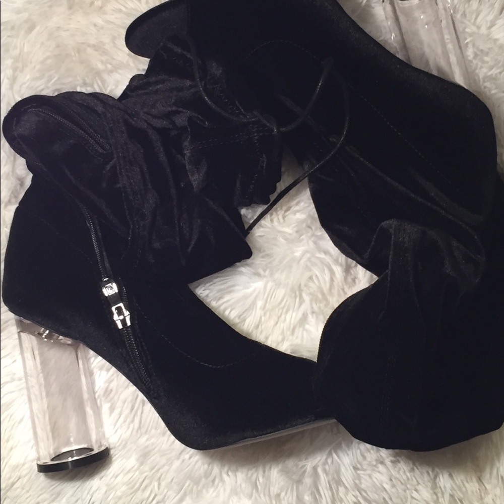 Velvet Peep Toe Heels